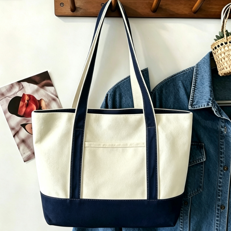 Personalized Canvas Shoulder Bag with Silk Scarf