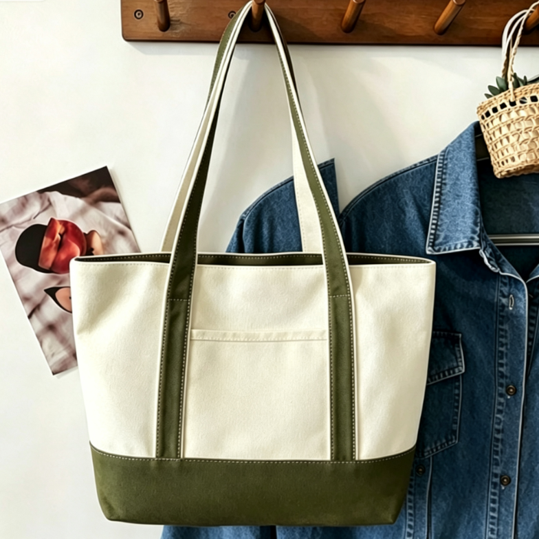 Personalized Canvas Shoulder Bag with Silk Scarf