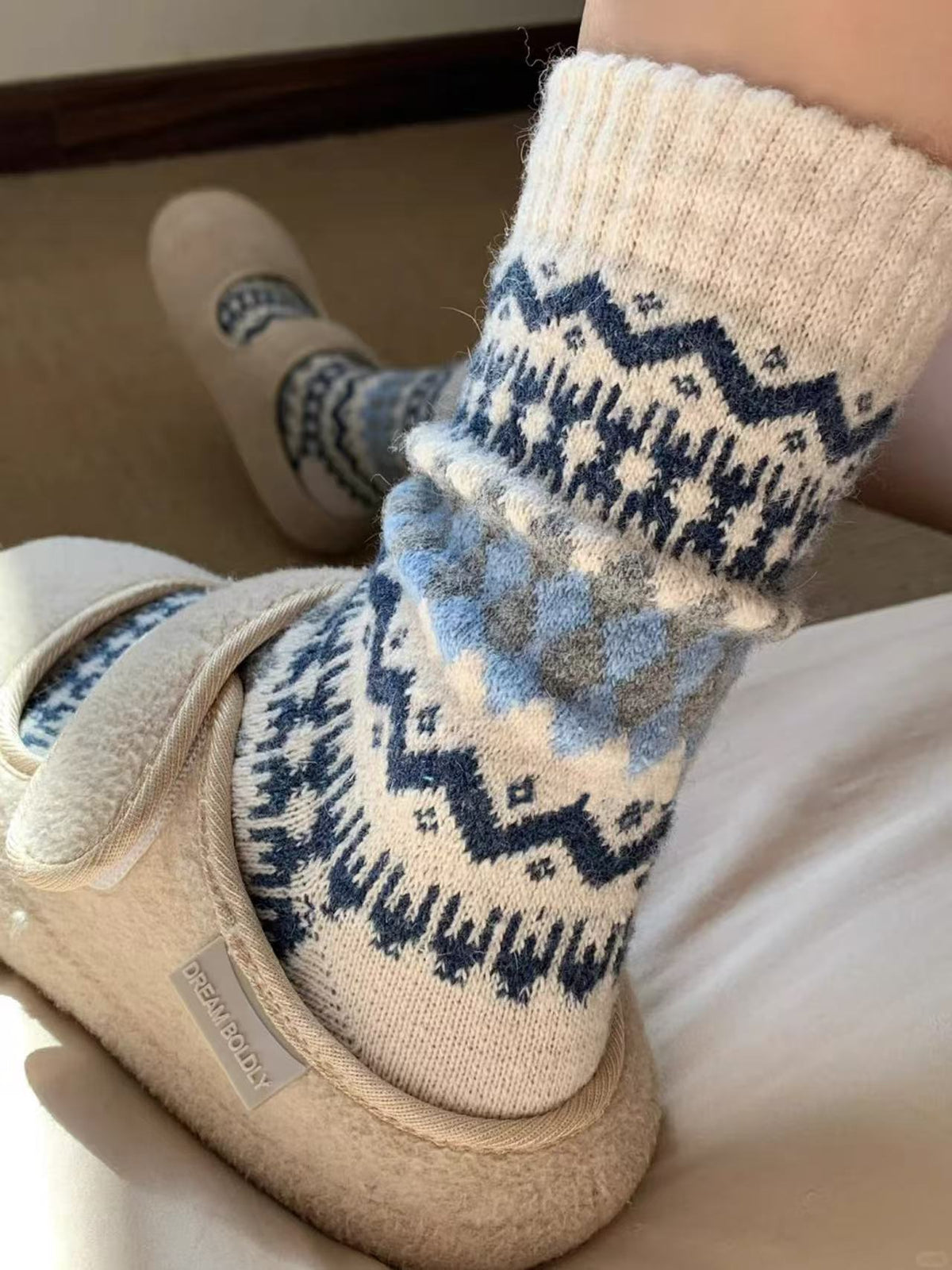 Fleece Lined Wool Mid Calf Socks