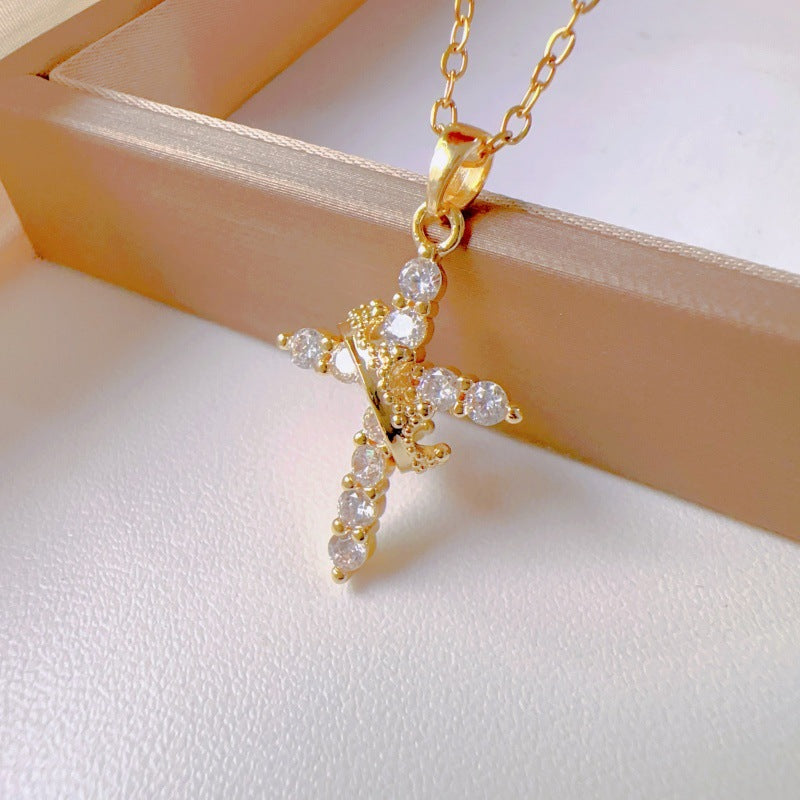 Geometric Cross Pendant Necklace – Gold & Silver