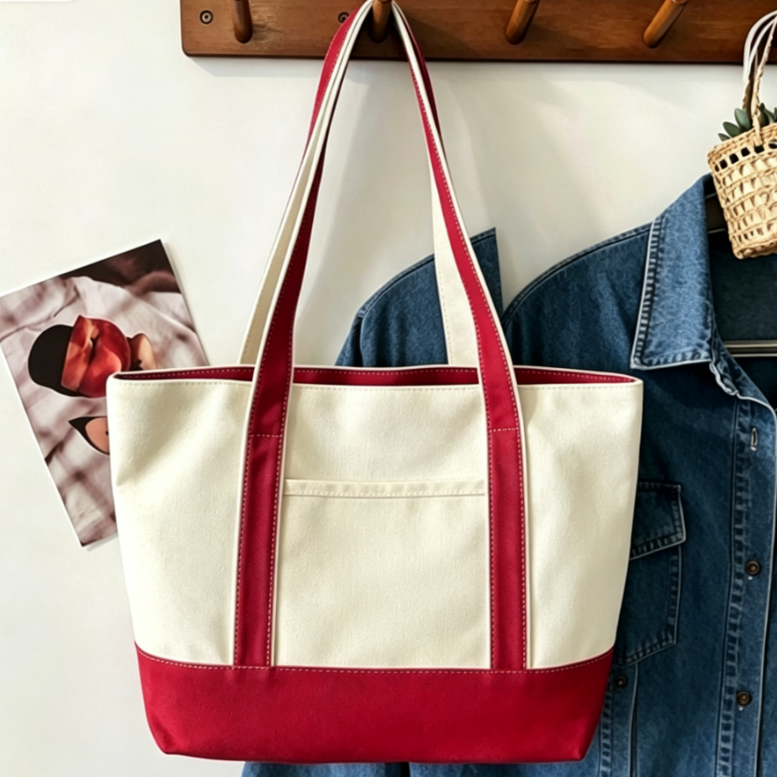 Personalized Canvas Shoulder Bag with Silk Scarf