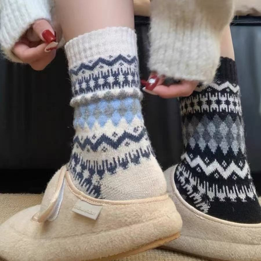 Fleece Lined Wool Mid Calf Socks
