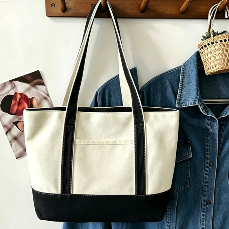 Personalized Canvas Shoulder Bag with Silk Scarf