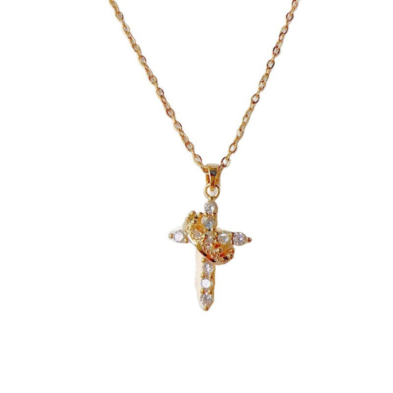 Geometric Cross Pendant Necklace – Gold & Silver