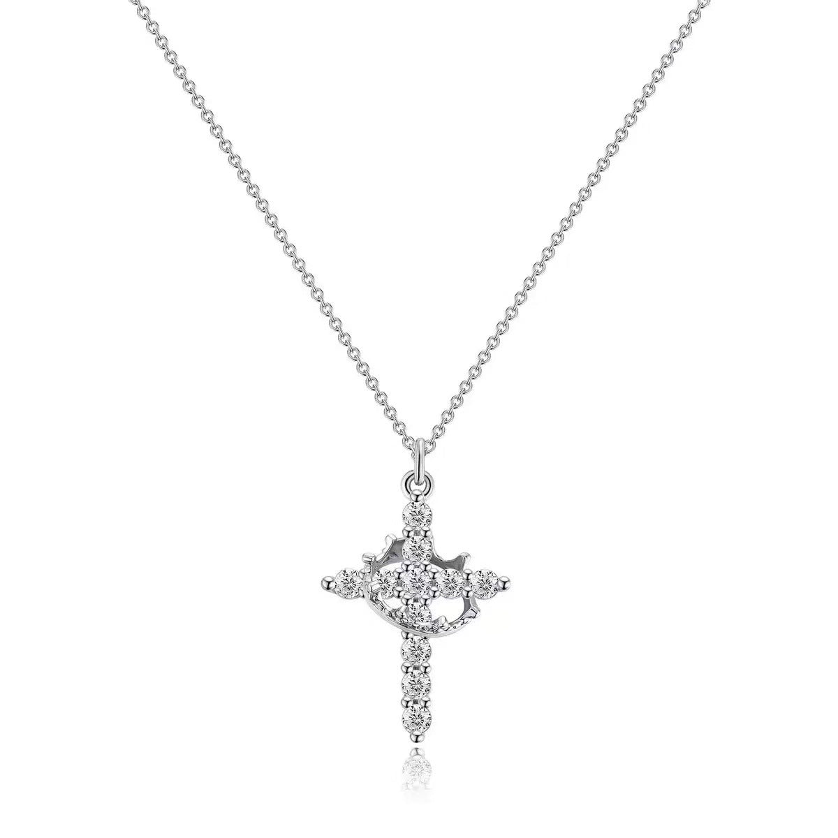 Geometric Cross Pendant Necklace – Gold & Silver