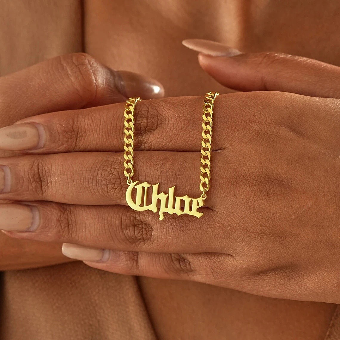 Gothic Name Necklace – Custom Cuban Chain