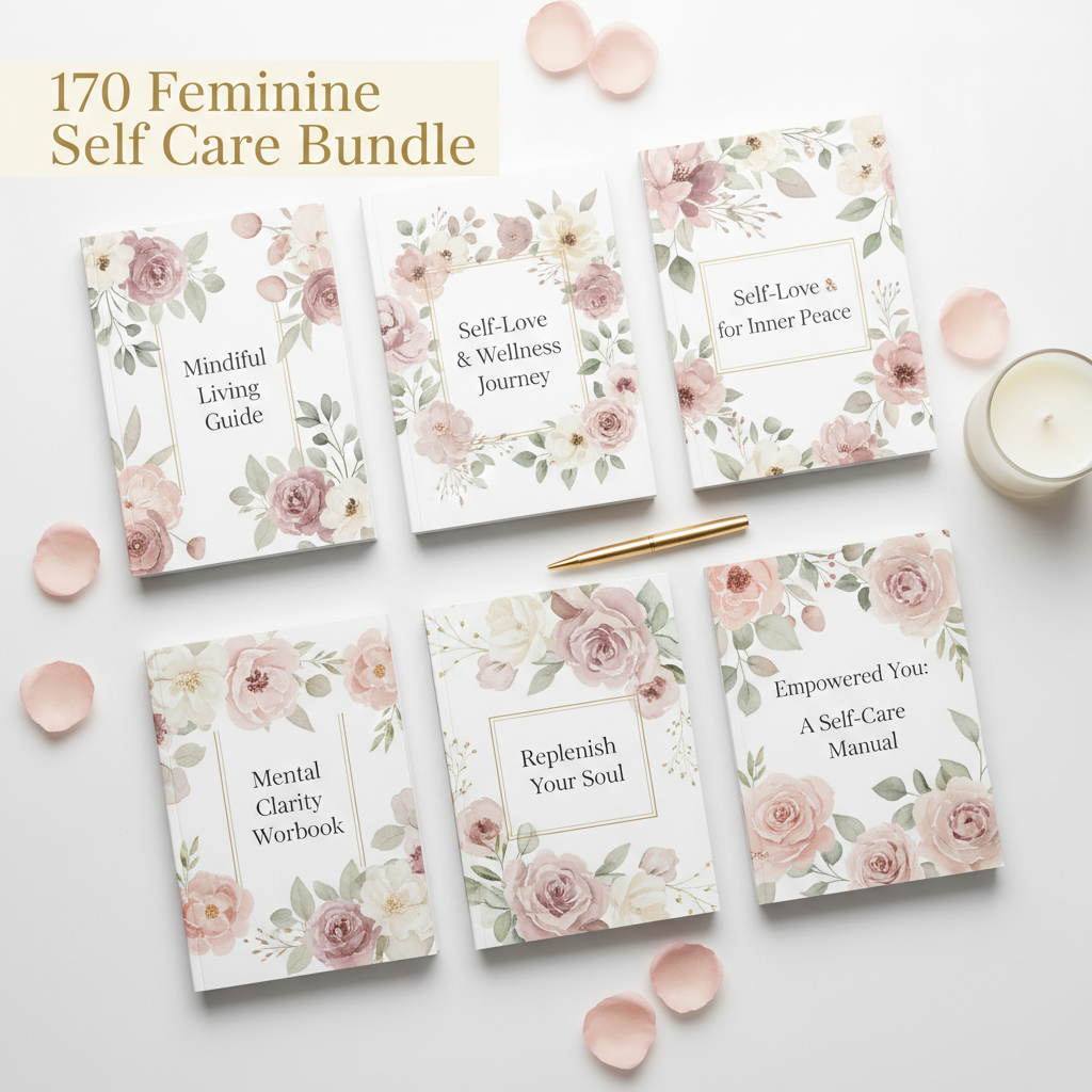 170 Feminine Self Care PLR Ebooks Bundle - Mental Health Journal MRR Digital Product