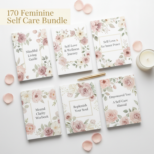 170 Feminine Self Care PLR Ebooks Bundle - Mental Health Journal MRR Digital Product