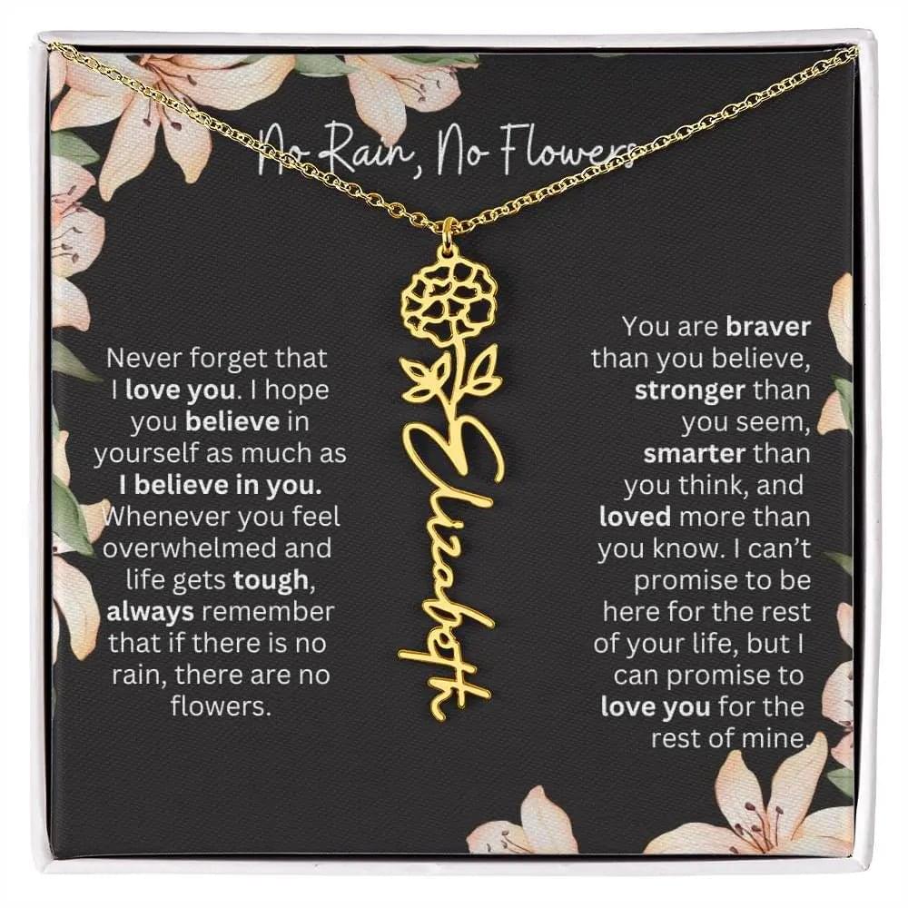 To My Daughter I Birth Flower Necklace With Name I No Rain - No Flowers