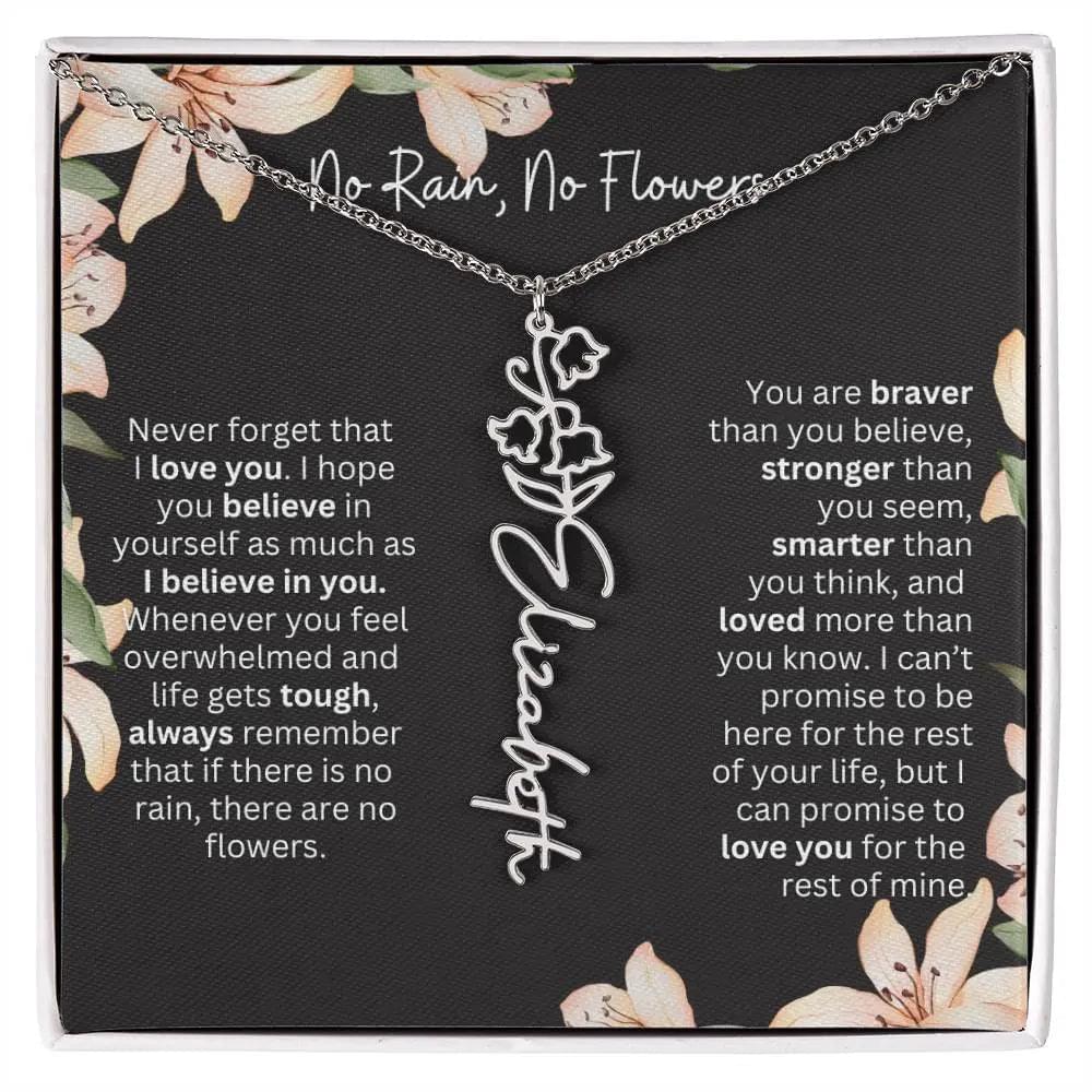 To My Daughter I Birth Flower Necklace With Name I No Rain - No Flowers