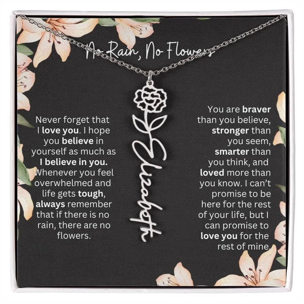 To My Daughter I Birth Flower Necklace With Name I No Rain - No Flowers