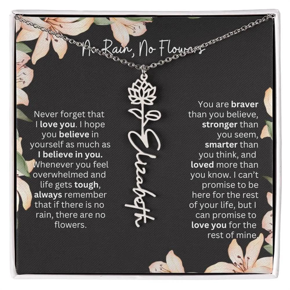 To My Daughter I Birth Flower Necklace With Name I No Rain - No Flowers