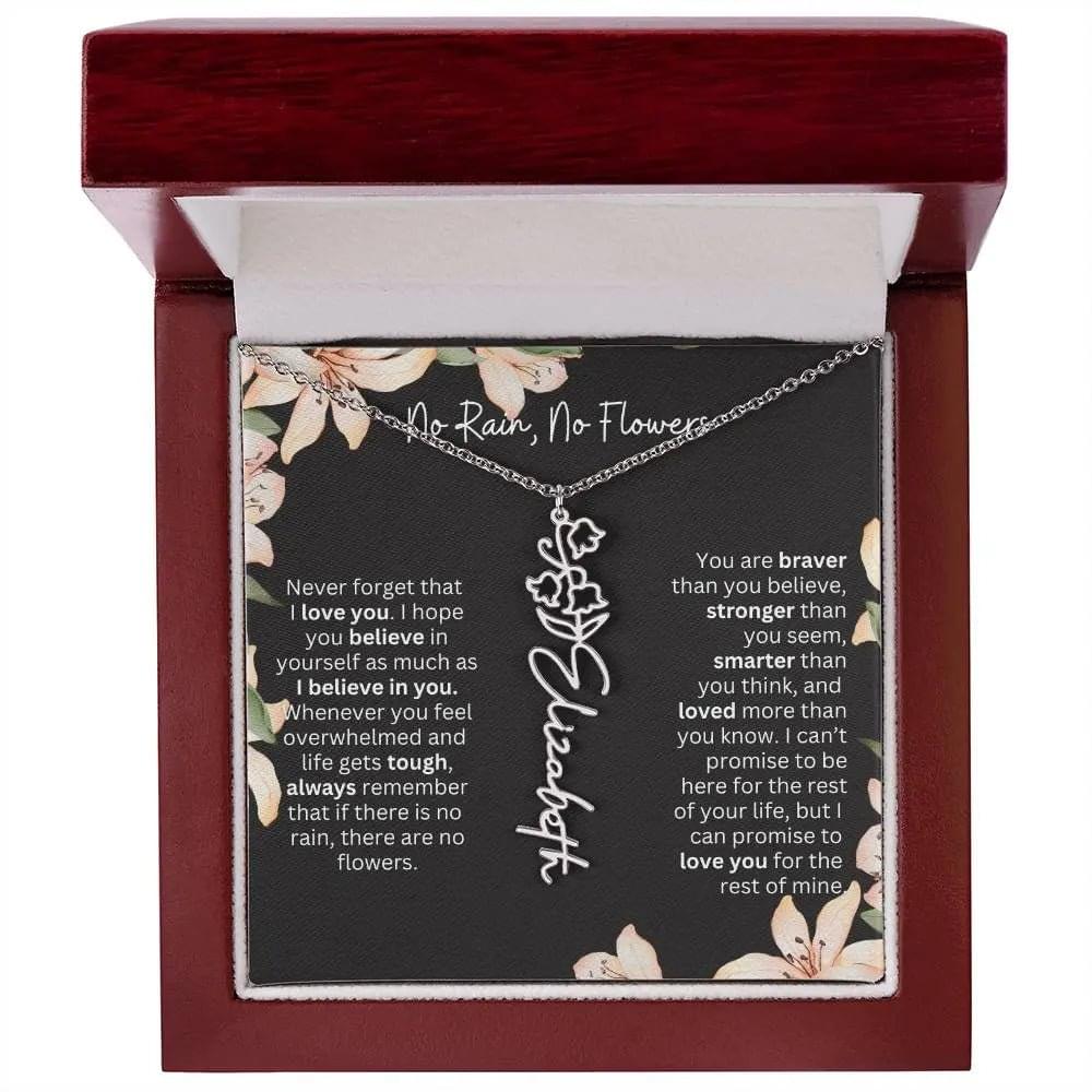 To My Daughter I Birth Flower Necklace With Name I No Rain - No Flowers