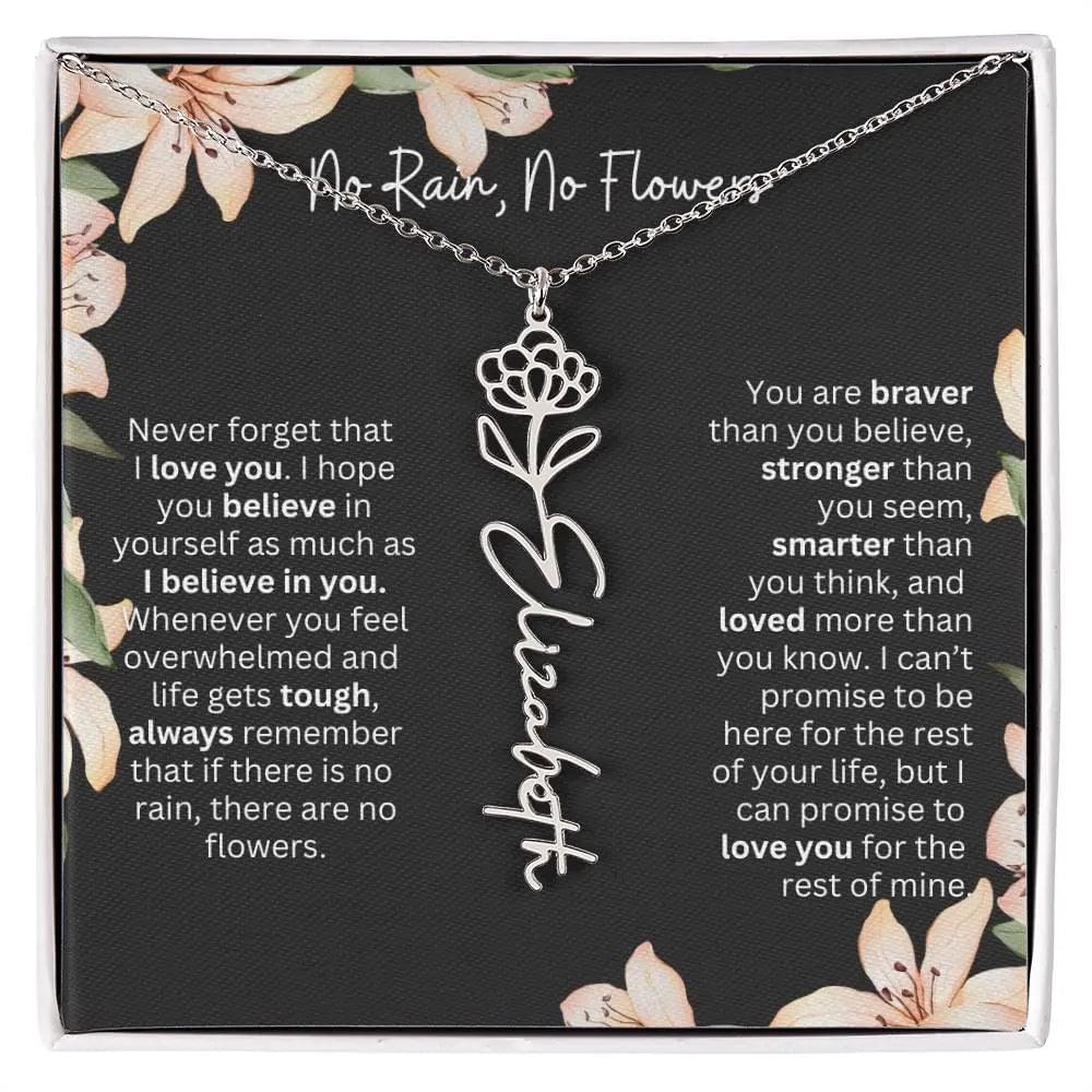 To My Daughter I Birth Flower Necklace With Name I No Rain - No Flowers