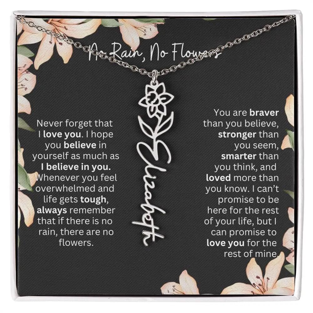 To My Daughter I Birth Flower Necklace With Name I No Rain - No Flowers