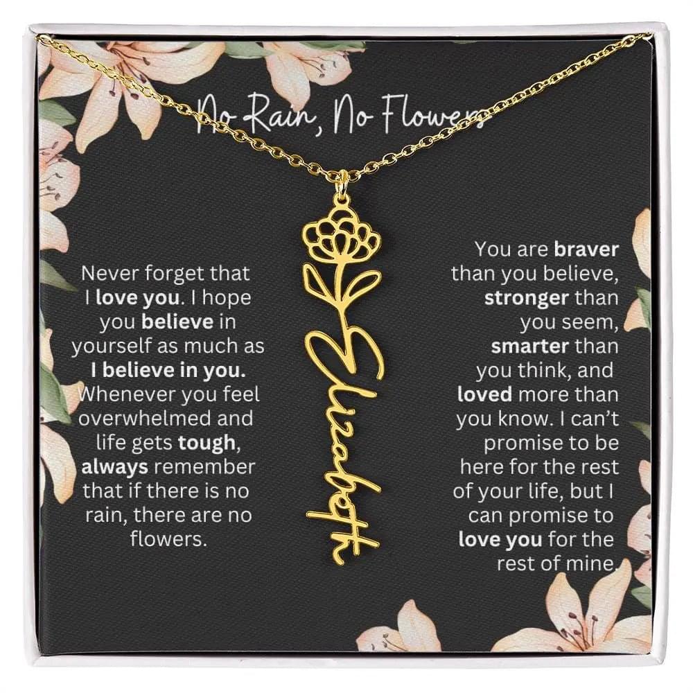 To My Daughter I Birth Flower Necklace With Name I No Rain - No Flowers