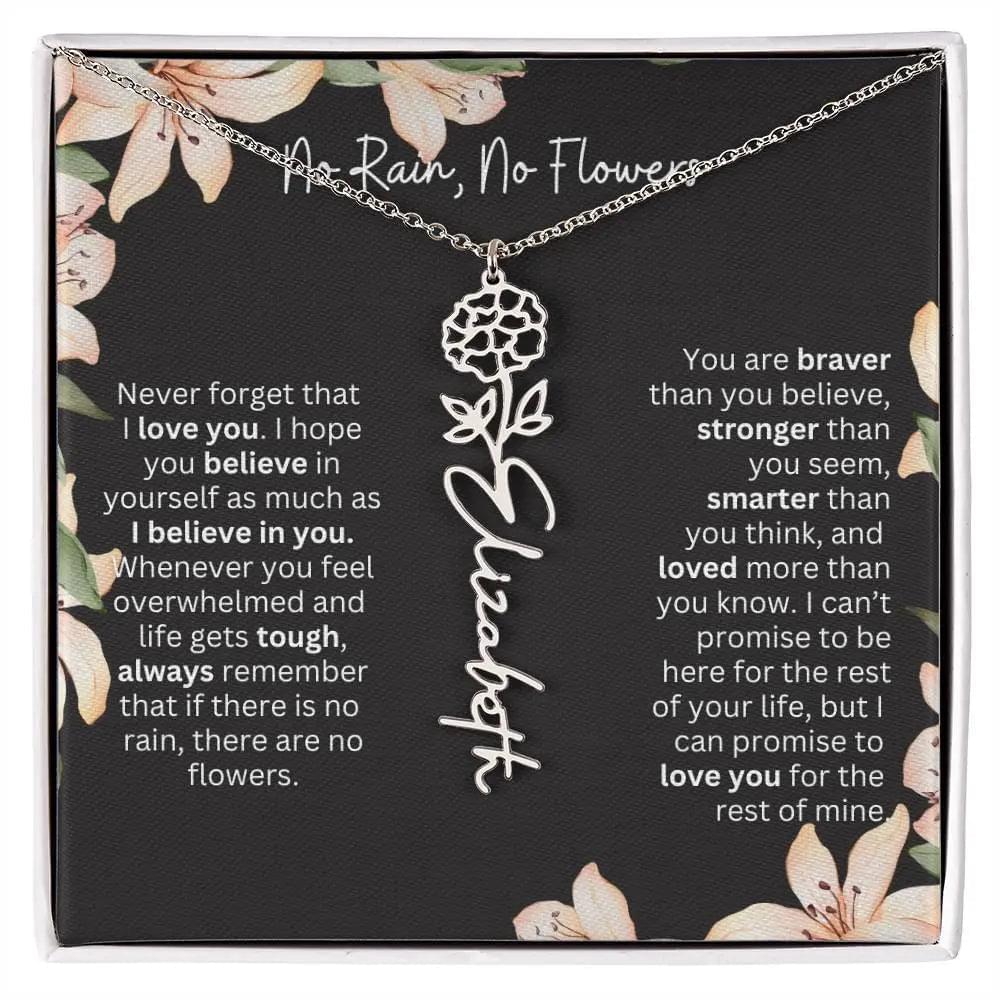 To My Daughter I Birth Flower Necklace With Name I No Rain - No Flowers